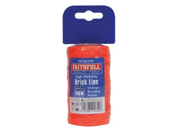 Faithfull Hi-Vis Nylon Brick Line 100m (330ft)