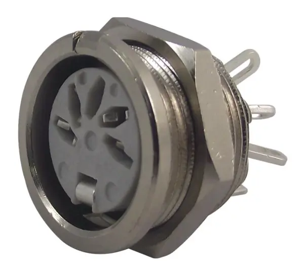 DELTRON 5핀 패널 소켓, 180도, DIN, 금속 본체