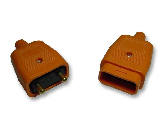 PERMAPLUG 10A Rewireable 2-Pin In-Line Plug & Socket Connector, 230V, Orange