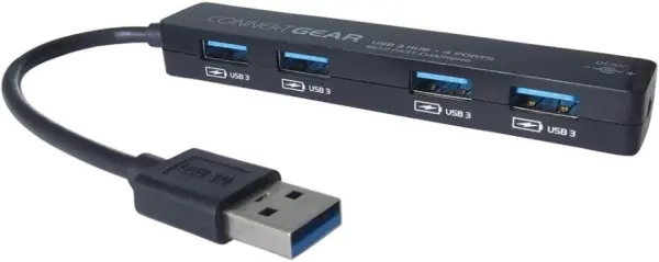 CONNEKT GEAR - Mol USB 4-Port 3.0 le Soláthar Cumhachta, Dubh