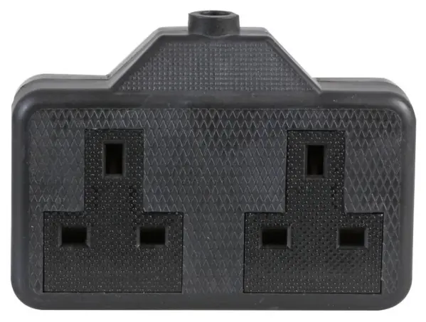 PRO ELEC Prise multiple caoutchoutée 2 prises 13A, Noir, BS1363/A
