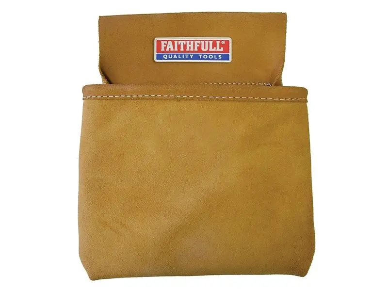 Faithfull Single Pocket Nail Pouch, Heavy-Duty Suede, 240 x 220mm