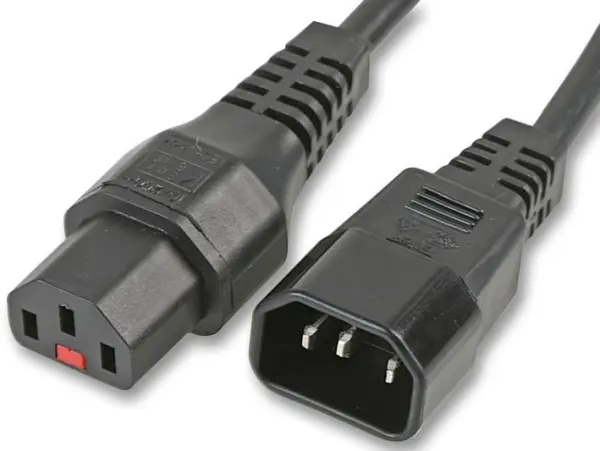 IEC LOCK - Καλώδιο Ρεύματος C14 Male σε C13 Female με Κλείδωμα, 1m, 10A 250V