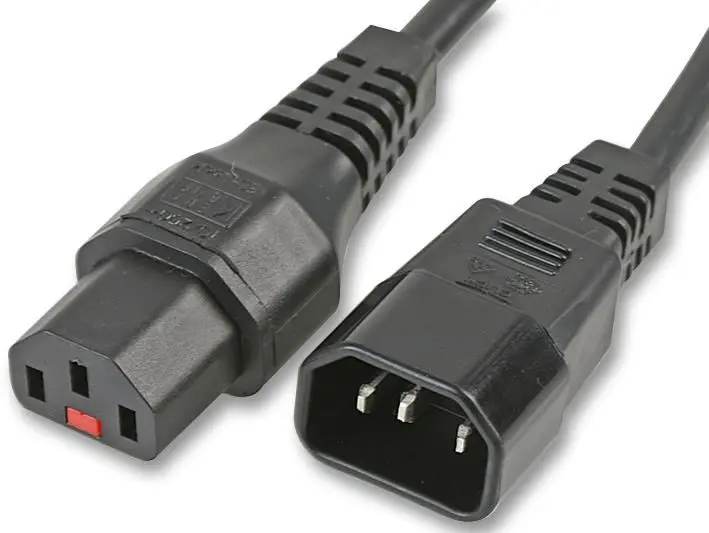 IEC Lock 1m C14 Male to C13 Female Locking Power Lead, 10A 250V