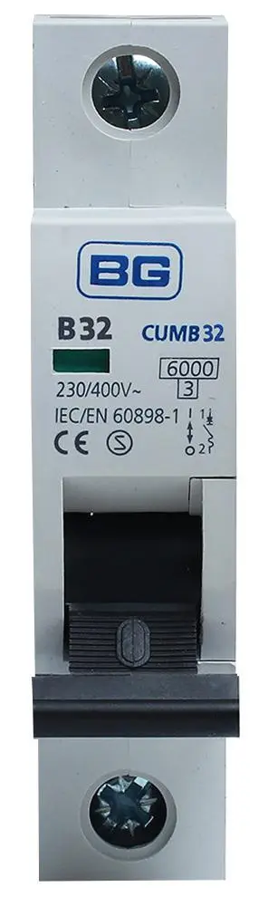 BG ELECTRICAL - MCB 32A Kutub Tunggal, Keluk B, 6kA