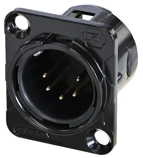 REAN RC5MDL-B 5-Pole XLR Panel Mount Plug, Black