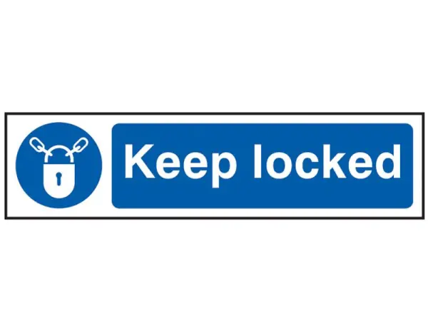 SCAN Keep Locked PVC Safety Sign, 200 x 50mm