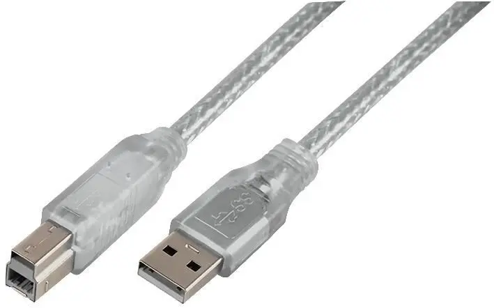 Pro Signal 2m USB 3.0 A to B Male Lead, Transparent