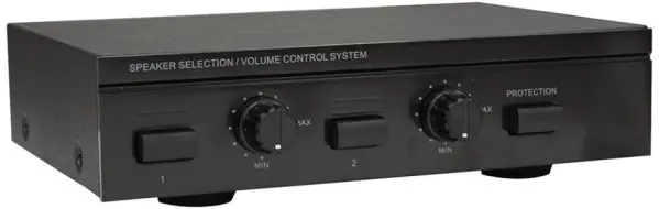 E-AUDIO Selector de Altavoces Estéreo 2 Vías con Control de Volumen