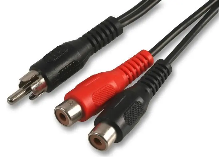 PRO SIGNAL Phono RCA Male to 2 Female Splitter Lead, 15cm Black