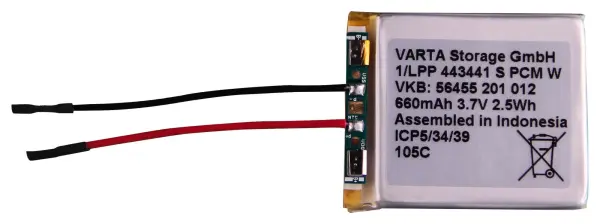 VARTA 3.7V Lithium Ion Battery with Wire Leads, 660mAh