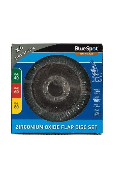 Blue Spot Tools 6-delig flapschijfset 115mm Zirkoniumoxide