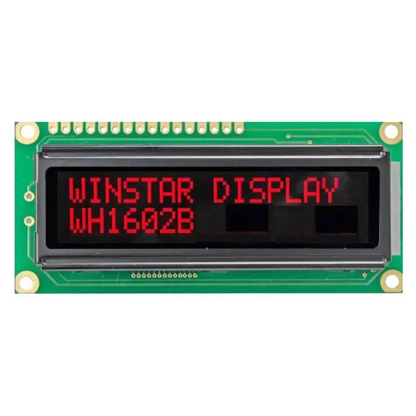 WINSTAR 16x2 Character LCD Display Module, Red/Black, FSTN, Negative, Transfuse