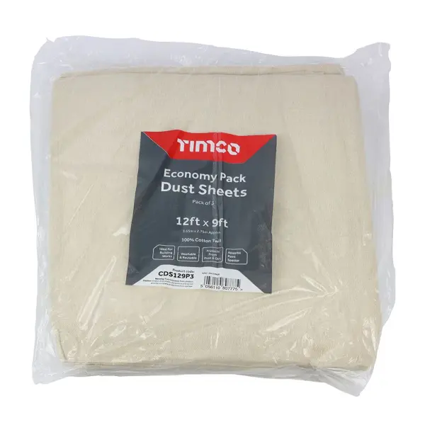 Timco Economy Dust Sheets, 12ft x 9ft, 3-Pack