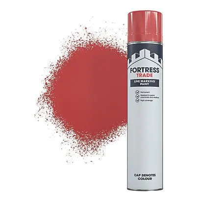 PlastiKote Fortress Trade Matt Line Marking Spray Paint, Red, 750 ml