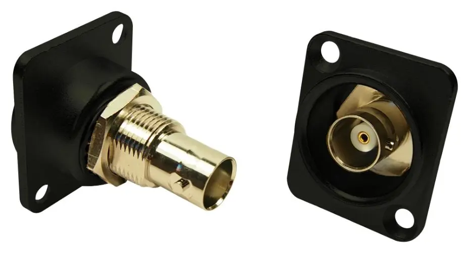 CLIFF 50 Ohm BNC Socket to Socket Feedthrough, CSK Hole, Black Metal Frame