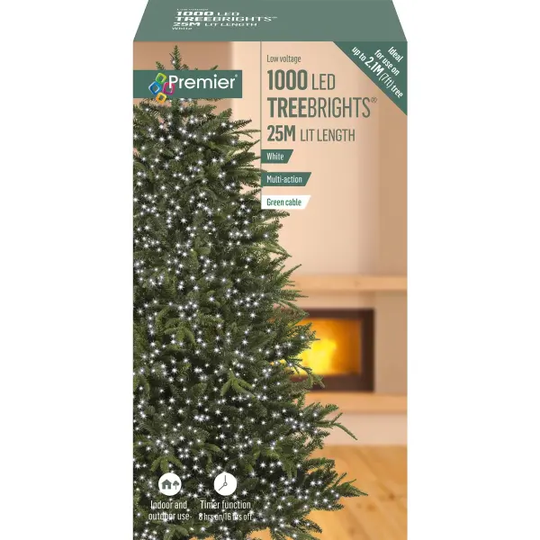 Premier 1000 LED White TreeBrights with Timer, 25m