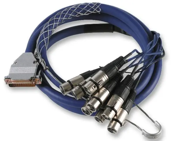 Pro Signal 25 Pins D Sub naar 8x XLR Female Kabel, 2m, Blauw