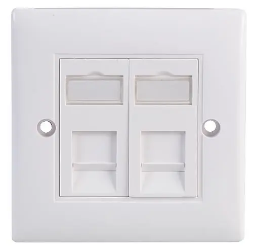 KAUDEN Cat5e/Cat6 RJ45 Πλαίσιο Διπλής Θύρας με Απαλή Άκρη, Λευκό