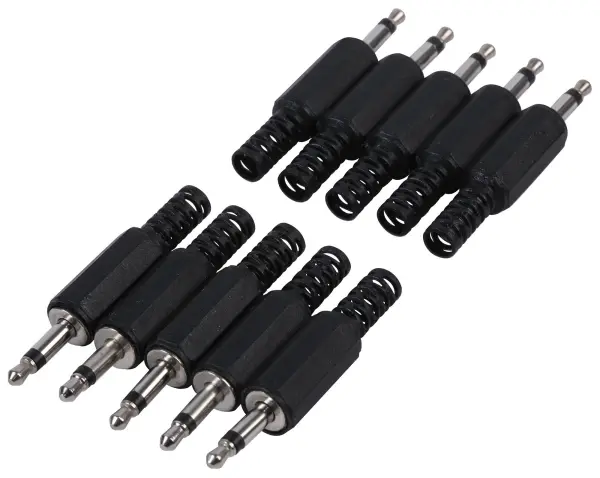 Pro Signal UK 3.5mm Mono Jack Plug, Black, 10 Pack