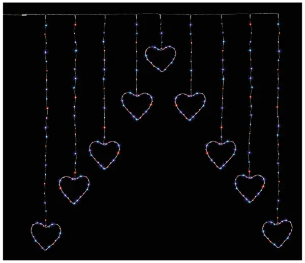 PREMIER - Guirlande lumineuse en forme de cœur LED 303, Arc-en-ciel, 1,2x1,2m
