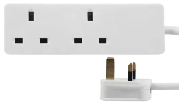 PRO ELEC Rallonge 2 Prises, 0.5m, Blanc, 13A