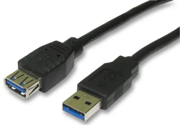 PRO SIGNAL USB 3.0 A Male go A Female Línte, 2m Dubh