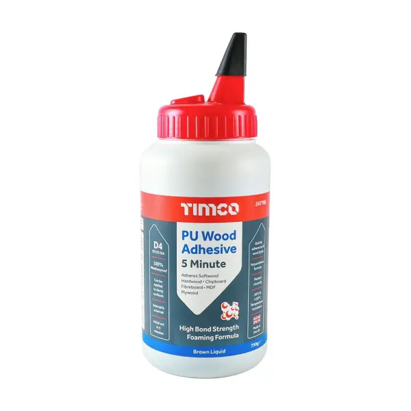 Timco PU Wood Adhesive, 5-Minute Fast Set, 750g