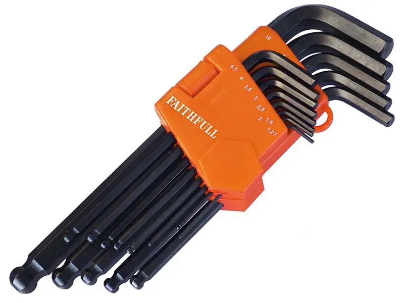 Jeu de 13 clés Allen à long bras Faithfull, métrique, acier chrome vanadium