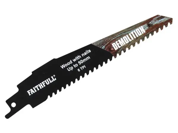 Faithfull Demolition Carbide Sabre Saw Blade - S940HM, 152mm x 6 TPI