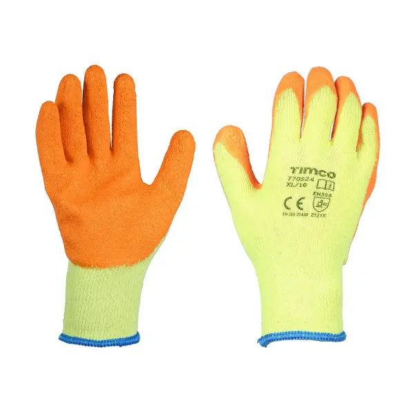 Timco Eco-Grip Gants latex cranté polycoton (Taille XL, 12 paires)