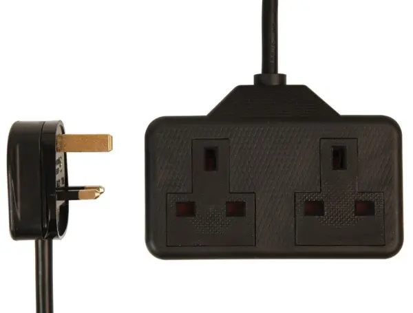 PRO ELEC - Gummiverlängerungskabel, 2-fach, 13A, 2m, Schwarz