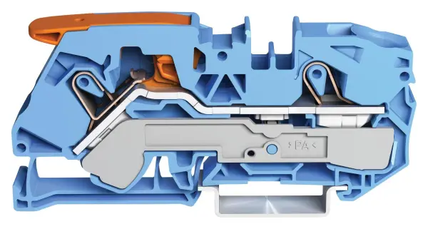 WAGO Through Terminal Block Lever with Test Port, 800V, 76A - Blue