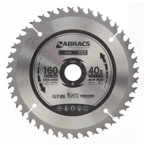 Abracs TCTC16040 Πριστήρι Λεπίδα Πριονιού, 160mm, 40 Δόντια, Καρβίδιο του Βολφρ