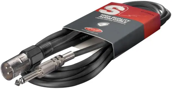 STAGG 6.35mm Jack to XLR Lead, Male to Male, 3m, Black