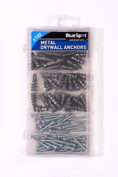 Blue Spot Tools - Sada 100 ks kovových kotviček a šroubů do sádrokartonu