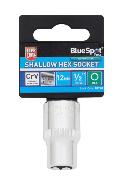 Blue Spot Tools 1/2英寸六角套筒 12mm 短款