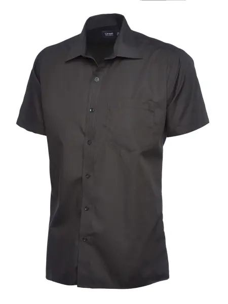 Uneek Men's Black Poplin Half Sleeve Shirt - Size 18