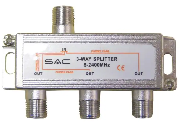 SAC 3-Way Indoor Splitter with DC Pass, 5-2450MHz