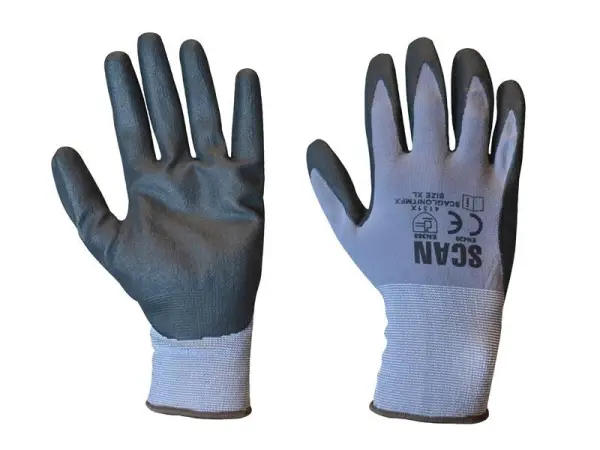 Scan Guantes de Nitrilo Microporosos Respirables, Gris, Talla M (8)