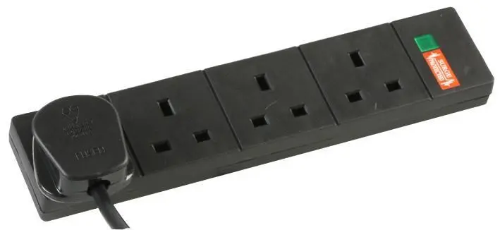 Pro Elec 4-Gang Surge Protected Mains Extension Lead, 1m