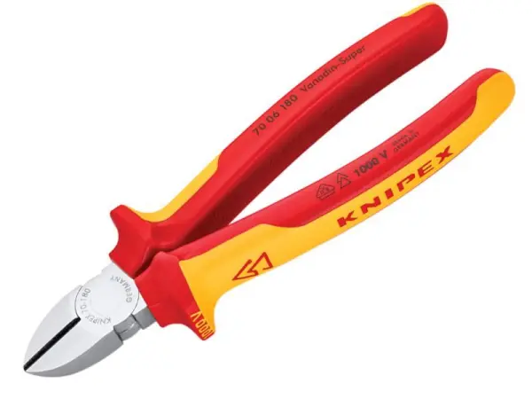 Knipex VDE Insulated Diagonal Cutters, 180mm