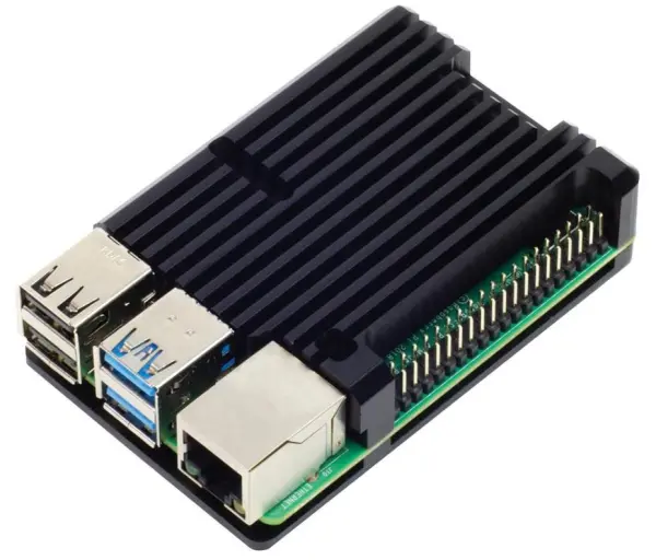 PIMORONI Boîtier dissipateur thermique en aluminium pour Raspberry Pi 4 - Noir