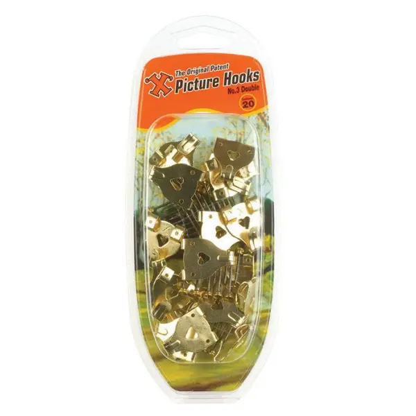 X No 3 Brass Picture Hooks 20 Pack