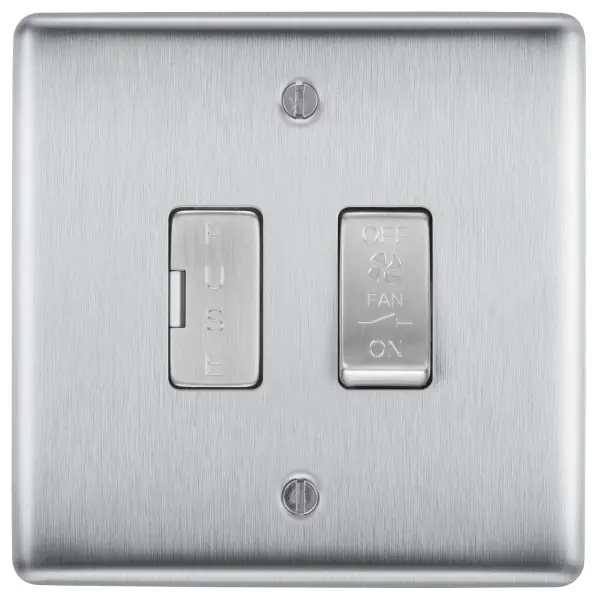 BG Electrical Nexus Metal Fan Isolator Fused Plate Switch, 1 Gang, 10AX, Brûlé
