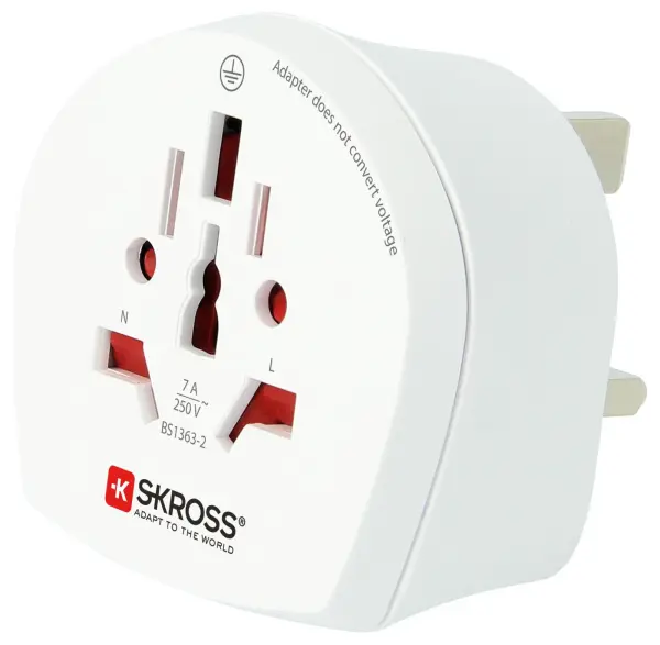 SKROSS World to UK Travel Adaptor White 250V 7A
