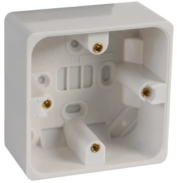 Crabtree Jednoduchá 44mm bílá plastová povrchová instalační krabice