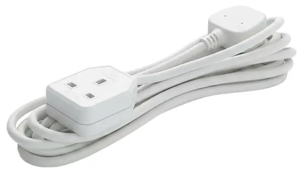1 Gang Mains Extension Lead 5m 13A White UK Plug