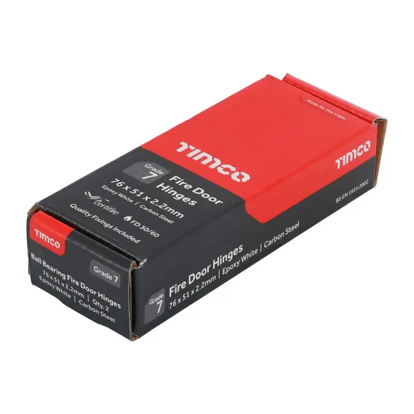 Timco 7 화이트 에폭시 도어 경첩 - 76 x 50 x 2.0mm (1쌍)