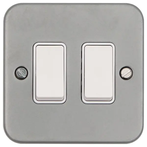 Vimark 2 Gang Metalclad Plate Switch, 2 Way, 10AX